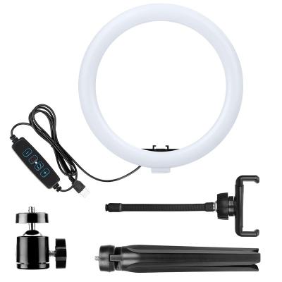 China Brightness Table Top Dimmable 10 Inch LED Ring Light For Live Broadcast Adjustable Video Recording for sale