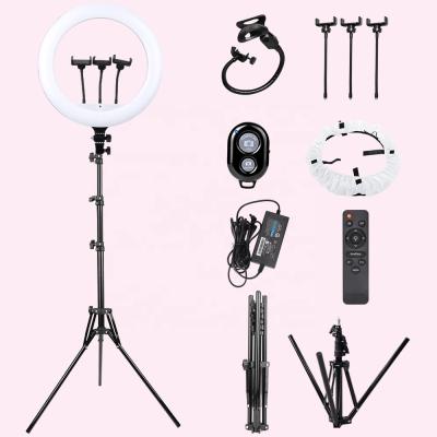 China NEW 2021 Photogrphy Photography Support Tik Tok Cell Phone Make Up Ring Light Selfie Ring Fill Light With 18 Inch Led Circle Tripod for sale