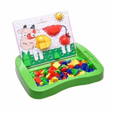 China DIY TOY Intelligence Toy Puzzle Peg Board with 120pcs Mushroom Nails Jigsaw Building Toy Pegboard Kits for sale