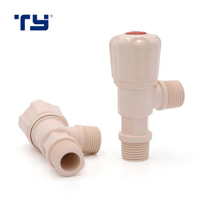 China plastic body T angle valve tap with PVC wall flange for sale