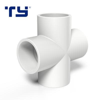 China Fitting UPVC Rubber Joint GB 4 Way PVC Pipe Fitting For Water Supply for sale