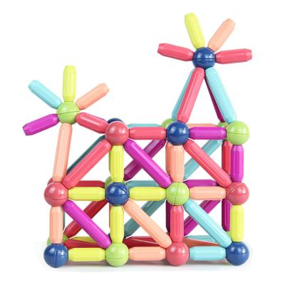 China Toy Stick Empty Assembled Toys Educational Building 68 Pieces Storage Box Magnetic Sticks and Balls for sale