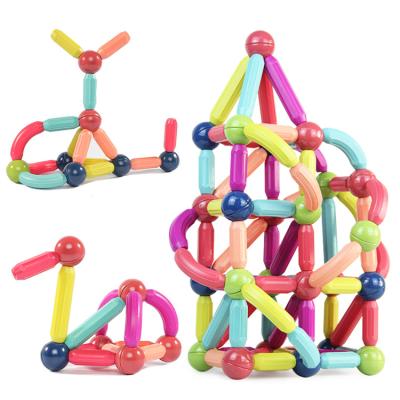 China Construction Toy Kids Magnet Educational Toys Blocks Stacking 110 Piece Storage Box Magnetic Sticks and Balls for sale