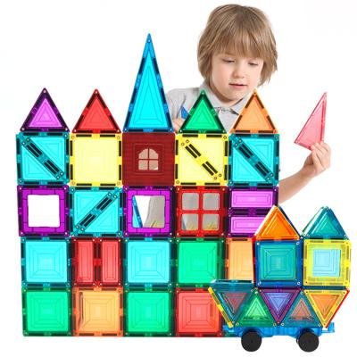 China Construction Toy Tiles Build Magnet Tile Blocks 70 Piece Building Block Magnetic Toys for sale