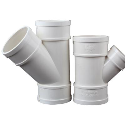 China Fitting for same size supply drainage PVC pipe fittings drainage PVC 45 degree Y tee pipe fitting communication pipes for sale for sale