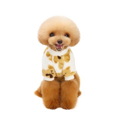 China Autumn New Fashion Bear Print Stocked Dog Clothes Fleece Pet Sweater Dogs Soft And Warm Double-sided Coat for sale