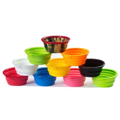 China Automatic Wholesale Colorful Pet Silicone Collapsible Water Travel Bowl with Clip for Dog and Cat Portable and Durable Pop Up Driver for sale