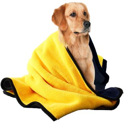 China Good Quality Sustainable Pet Fiber Absorbent Thickened Towel Customized Cleaning Towel For Dogs And Cats for sale