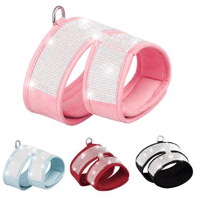 China New Rhinestone Pet Lights Comfortable Suede Dog Chest Strap Chest Strap Middle Foreign Trade Vest Chest Strap for sale