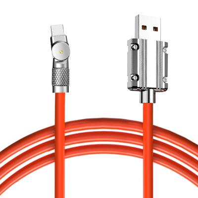 China Car 120W Super Fast Charging Cable Metal Zinc Alloy Liquid Silicone Micro USB Type-C Charger Data Cable OD6.0 For iPhone Android for sale