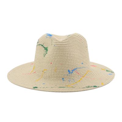 China Custom Wholesale Personalized Casual Straw Hat Summer Hawaiian Straw Print Ptraw Hats Adults Hat for sale