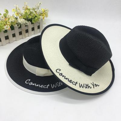 China Custom Wide Brim Fashion Straw Cowboy Hat Solid Color Casual Loose Straw Hats Sun Protection for sale