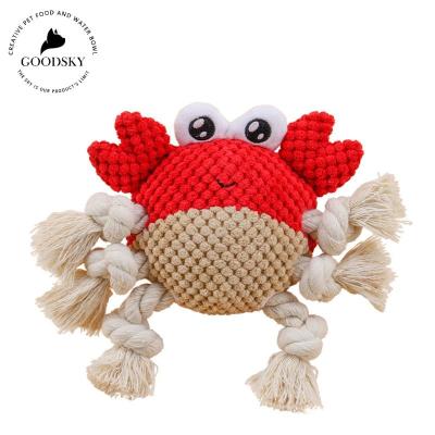 China Cute Funny Puppies Rope Shape GOODSKY Crab Toys Stored Squeaky Interactive Plush Dog Toy For Dogs for sale