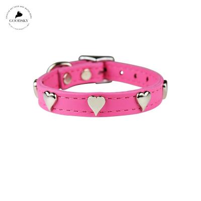 China GOODSKY Anti Bite Quick Release Rivet Dog Cats Dog Collar Pu Leather Pet Collars Custom Durable Adjustable Collar Tie For Cats Puppy for sale