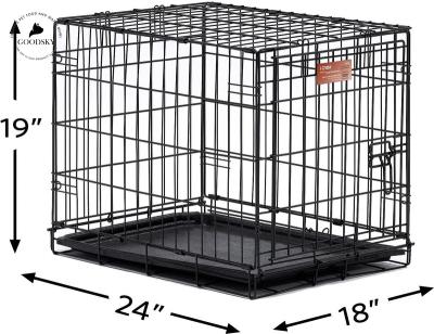 China GOODSKY Portable Folding Dog Cage Large Space Easy Cleaning Stored Pet Cage With Tray for sale