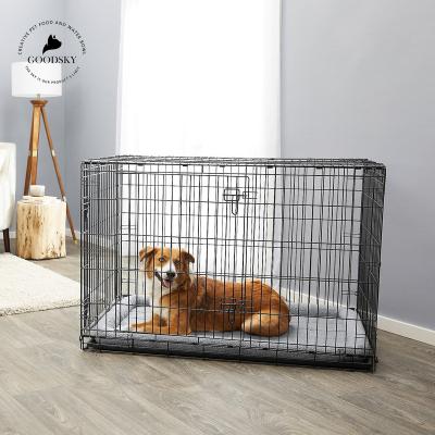 China GOODSKY Stocked Collapsible Dog Cages Metal Crates Wholesale Multiple Sizes Metal Outdoor CARRIERS Pet Cages, Carriers and Houses for Small for sale