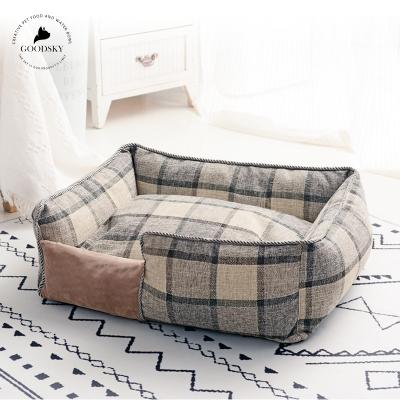 China GOODSKY Stocked Dogs Cushion Orthopedic Removable Washable Memory Foam Custom Rectangular Eco Friendly Pet Dog Bed for sale