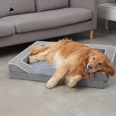 China GOODSKY Custom Luxury Waterproof Memory Foam Large Orthopedic Pet Stocked Bed Washable Soothing Dog Bed for sale