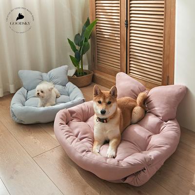 China GOODSKY Stored Dog Bed Oxford Cloth Bolster Pet Beds Waterproof Breathable Dog Pet for sale