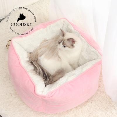 China GOODSKY Luxury Pet Bed Dog Bed Easy Clean Warming Dog Sofa Soft Stocked Bed For All Kinds Of Dog for sale