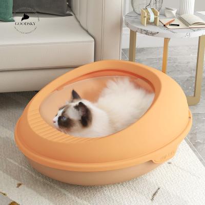 China Wholesale Plastic Fine Stocked Large Cat Litter Box Toilet Tray from GOODSKY for sale