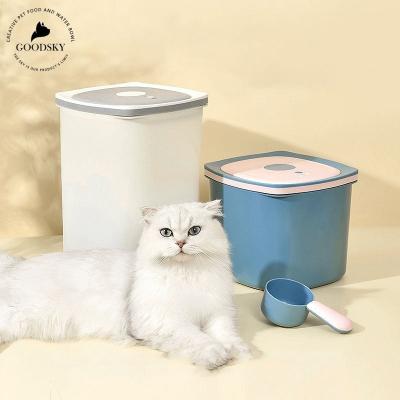 China GOODSKY Large Capacity Clear Plastic Container Viable Pet Food Barrel Container, Large Capacity Food Storage Bin Dog Cat Bucket for sale