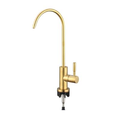 China Other Ceramic Water Purifier Goose Neck Gold Reverse Osmosis Faucet Rotating Core Kitchen Faucet for sale