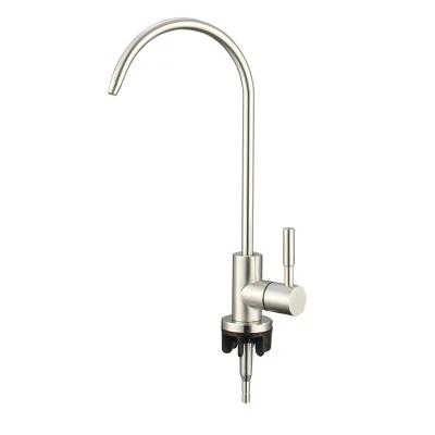 China Other Quarter Inch 304 Goose Neck Stainless Steel Kitchen Faucets Drinking Purifier Water Faucet RO Quick Fitting for sale