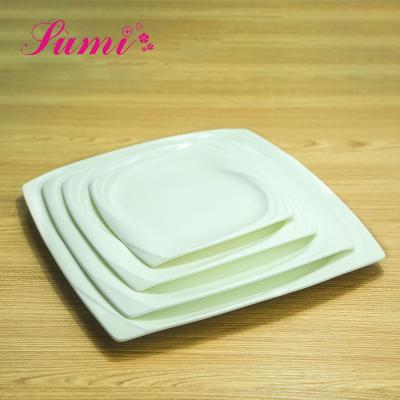 China Viable Custom Tableware Square Restaurant Logo White Dishes for sale