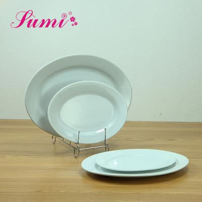 China Good Quality Viable Oval Shape Dinner Dishes White Ceramic Dish for sale