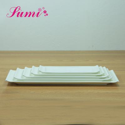 China MOQ 200 Long Disposable High Grade White Ceramic Rectangular Dinner Dish For Restaurant Hotel for sale