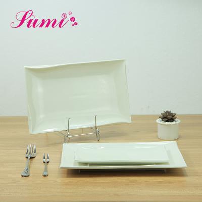 China 2019 Hot Quality Cheap Restaurant Rectangular Dinner Dish Viable, White Rectangle Porcelain Dishes Use For Hotel Restaurant for sale