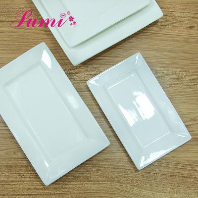 China Viable Factory Wholesale Ceramic White Dinner Dish Restaurant , Rectangle Microwave Dish for sale