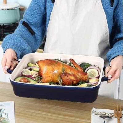 China Stocked Bakeware Ceramic Rectangular Casserole Customized Baking Dish for sale