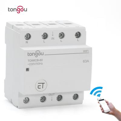 China Tongou MCB 80A 3P+N 72mm Circuit Breaker WIFI Smart Control Switch with Timing Function Master Switch for House TOWICB-50 for sale