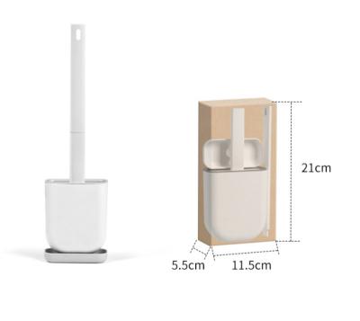 China Latest Sustainable Toilet Brush And Holder Set Silicone Bristle Bathroom Bowl Brush Cleaning Kit for sale