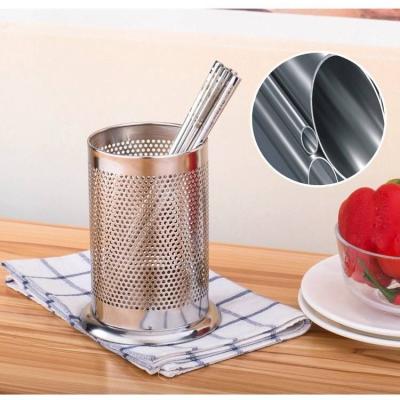 China Sustainable Stainless Steel Chopstick Holder Set with Rack for Containing Kitchen Cutlery with circular hole for sale