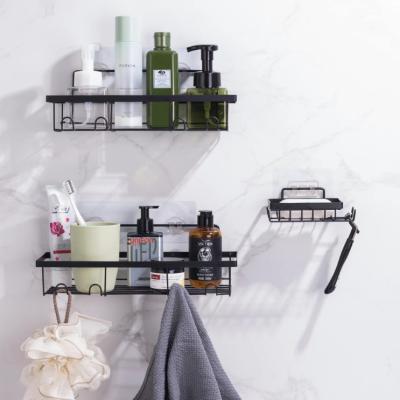 China Sustainable Waterproof Durable Wall Mounted Countertop Or Bathroom Iron Storage Rack Kitchen Hanging Seasoning Organizer Shelf à venda