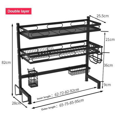 China Hot Selling Viable Stainless Steel Household Kitchen Dish Tray Storage Rack Sink Storage Rack 2 Tier Rack for sale