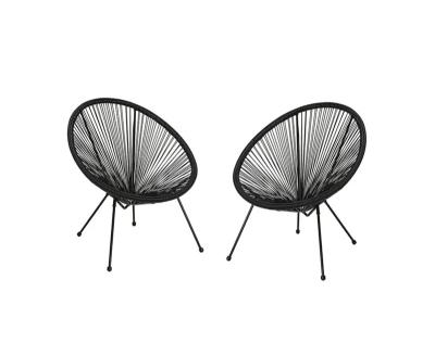 China White Pe Cane Rattan Papasan Acapulco Chair Modern Nordic Outdoor Metal Frame Steel Leisure Patio Balcony Wicker for sale