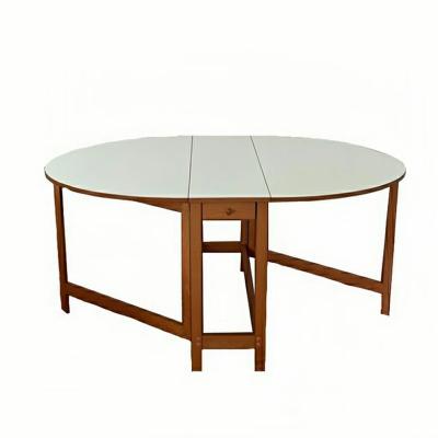 China Foldable New Design Space Saving Wood Panel Folding Oval Dining Table Set for sale