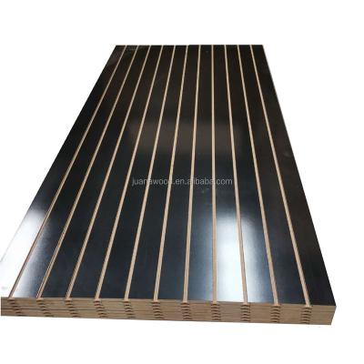 China Contemporary black slatwall with metal inserts Cheaper slotted melamine MDF board for furniture back panels for sale