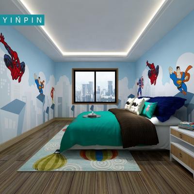 China Waterproof+ECO-Friendly 3D cartoon spiderman superhero whole house mural wallpaper for boy's room for sale