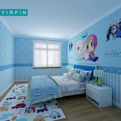 China Waterproof+ECO-Friendly Frozen Blue Custom Waterproof 3d Wallpaper For Kids Room for sale