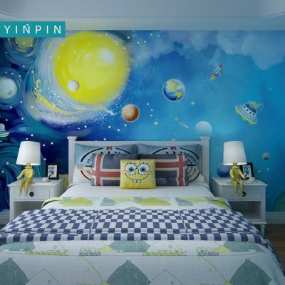 China Custom Waterproof+ECO-Friendly Hot Selling 3D Cosmic Planet Wallpaper For Kids Room for sale