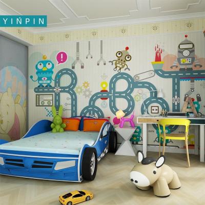 China Decorative Waterproof+ECO-Friendly Cartoon Fun Robot For Kids Room Design Mural Wallpaper for sale