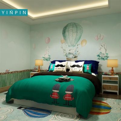 China Custom Waterproof+ECO-Friendly Green Cartoon Rabbit 3d Funny Design Wallpaper For Kids Room for sale