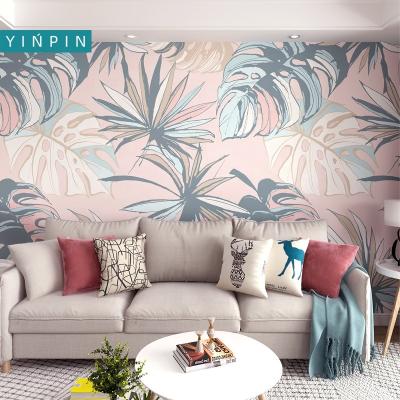 China Custom Waterproof+ECO-Friendly Leaf Pattern Mural Wallpaper For Home Decoration for sale