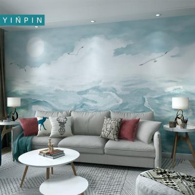 China Waterproof+ECO-Friendly Blue Ocean Landscape 3D Mural Wallpaper for Home Decoration for sale