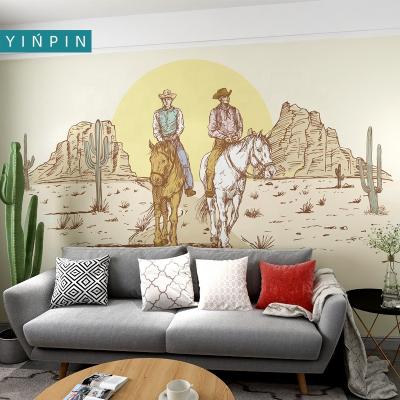 China Custom Waterproof+ECO-Friendly personality western cowboy 3d murals wallpaper for bedroom walls for sale